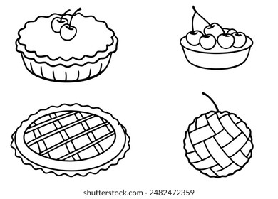 Arte de la línea Cherry Pie con elegantes diseños de pastelería monoline