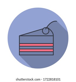 cherry pie long shadow icon. Simple color vector of web icons for ui and ux, website or mobile application