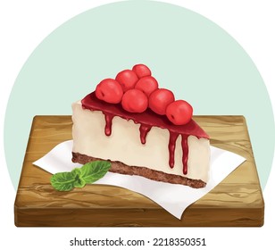 pastel de cerezo con hojas de menta