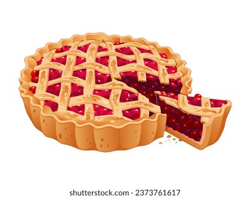 Cherry Pie realistic Illustration vector