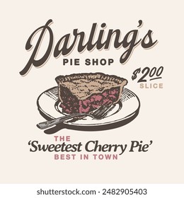 Cherry Pie Shop Graphic Vector