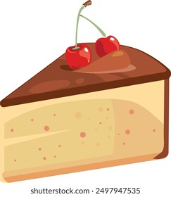 Cherry pie slice cartoon icon. Cake piece