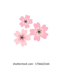 Flor rosa de cerezo, flor sakura de primavera conjunto de iconos vectores