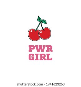 cherry pink text line fruit food beach palm girl tee illustration art vector