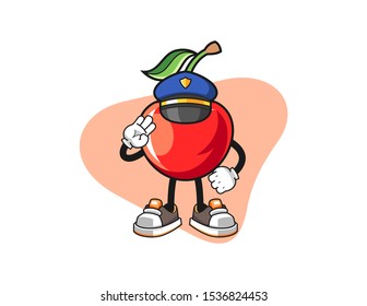 Cherry police officer cartoon. Mascot Character vector.