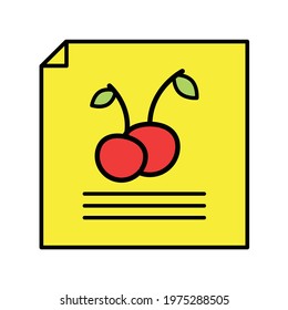 Cherry poster Illustration. modern simple vector icon, flat graphic symbol in trendy flat design style. wallpaper. lockscreen. pattern. frame, background, backdrop, sign, logo.