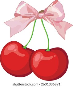 Cherry print bow design vector03