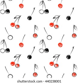 cherry print, fruity seamless pattern