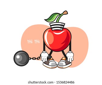 Cherry prisoner cartoon. Mascot Character vector.