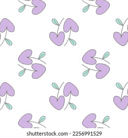 Kirschviolette Herzform. Handzeichnung. Cute Line Design. Vektorgrafik.