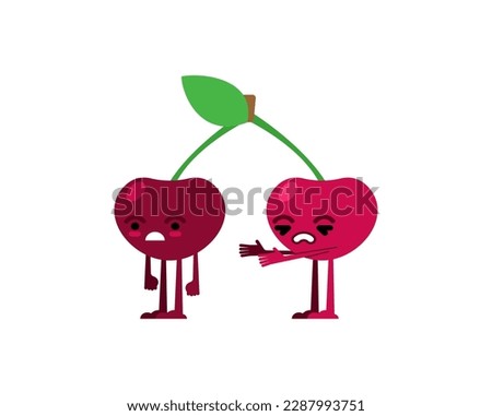 Cherry quarrels and reconciles. Two cherries are arguing. The concept of discord in relationships. Quarrel of lovers. couple reconcile