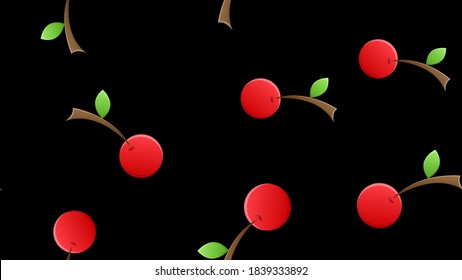 Cherry, Red berry fresh seamless pattern texture abstract background vector illustration, vegetable and fruit smoothie concept
