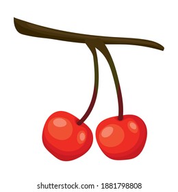 cereza con un diseño de ilustración vectorial de color rojo