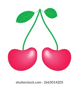 Cherry red conceito arte planta definir rosa bonito saboroso doce sobremesa fruta ilustração
