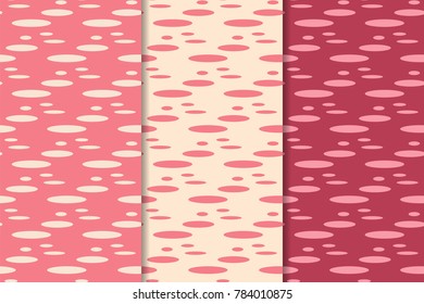Cherry red geometric ornaments. Set of vertical seamless patterns for web, textile and wallpapers