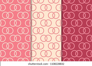 Cherry red geometric set of vertical seamless patterns for web, textile and wallpapers