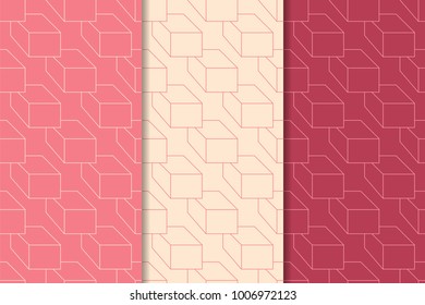 Cherry red geometric vertical seamless patterns for web, textile and wallpapers