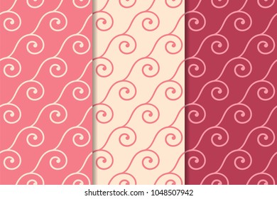 Cherry red geometric vertical seamless patterns for web, textile and wallpapers