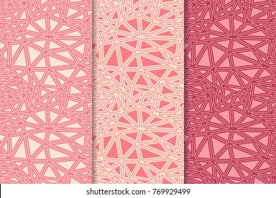 Cherry red geometric vertical seamless patterns for web, textile and wallpapers