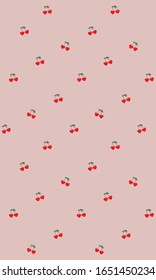 Patrones de cerezo, corazón rojo cereza   ilustración vectorial vectorial de tarjetas de fondo.