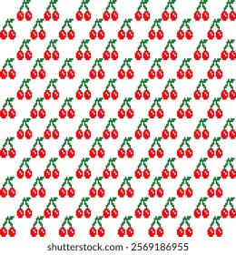 Cherry red pixel seamless background 