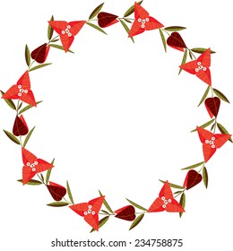 cherry red round flowers frame