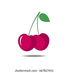 Cherry. Red sweet cherry berries on white 