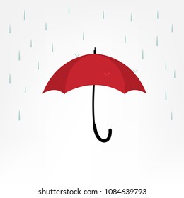 Cherry red umbrella. Fat design. Vector illustration.