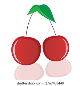 cherry in red vector illustration on white