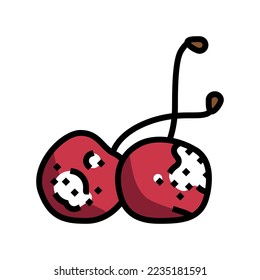 cherry rotten food color icon vector. cherry rotten food sign. isolated symbol illustration