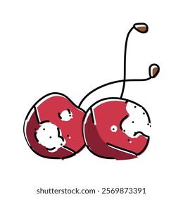 cherry rotten food color icon vector. cherry rotten food sign. isolated symbol illustration