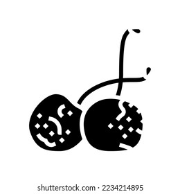 cherry rotten food glyph icon vector. cherry rotten food sign. isolated symbol illustration
