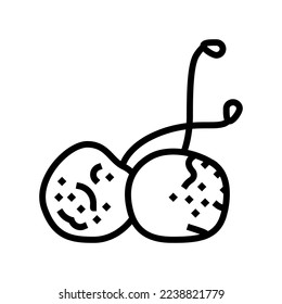 cherry rotten food line icon vector. cherry rotten food sign. isolated contour symbol black illustration