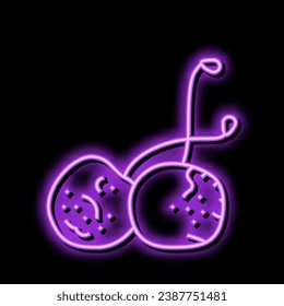 cherry rotten food neon light sign vector. cherry rotten food sign. isolated symbol illustration
