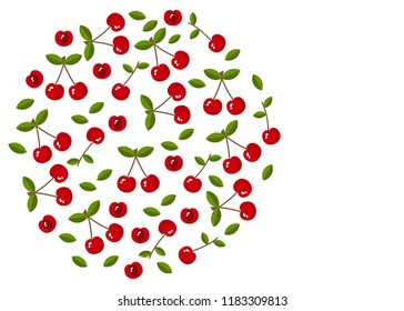 Cherry round tree fruits coloring colorful for childreen vector illustration design, cherries isolated