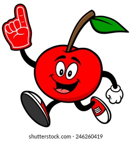 Cherry Running with Foam Finger