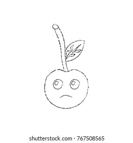 cherry sad fruit kawaii icon image 