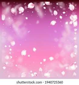 Cherry Sakura Blossom Confetti. Beautiful Rich VIP Watercolor Texture. Windy Leaves Confetti Design. Falling Japanese Sakura Rose Cherry Petals Poster. Blooming Cosmetics Ad Elegant Flower Background.