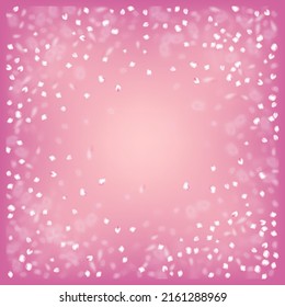 Cherry Sakura Blossom Confetti. Blooming Cosmetics Ad Elegant Flower Background. Windy Leaves Confetti Frame. Flying Japanese Cherry Rose Sakura Petals Poster. Beautiful Premium Feminine Pattern.