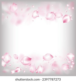 Cherry Sakura Blossom Confetti. Elegant Premium Feminine Texture. Blooming Cosmetics Ad Noble Flower Background. Flying Japanese Rose Cherry Sakura Petals Poster. Windy Leaves Confetti Banner.