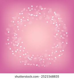 Cherry Sakura Blossom Confetti. Elegant Premium Feminine Texture. Flying Japanese Cherry Rose Sakura Petals Banner. Blooming Cosmetics Ad Beautiful Floral Background. Windy Leaves Confetti Border.