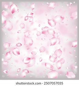 Cherry Sakura Blossom Confetti. Noble Rich VIP Watercolor Pattern. Blooming Cosmetics Ad Elegant Flower Background. Falling Japanese Cherry Rose Sakura Petals Border. Windy Leaves Confetti Poster.