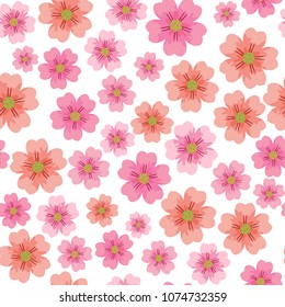 Cherry or Sakura flower seamless pattern element. Elegant texture for backgrounds. Seamless pattern with styled spring blossoms. flowering cherry, plum or sakura - seamless vector pattern