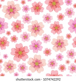 Cherry or Sakura flower seamless pattern element. Elegant texture for backgrounds. Seamless pattern with styled spring blossoms. flowering cherry, plum or sakura - seamless vector pattern