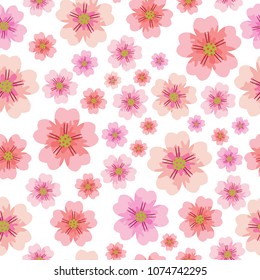 Cherry or Sakura flower seamless pattern element. Elegant texture for backgrounds. Seamless pattern with styled spring blossoms. flowering cherry, plum or sakura - seamless vector pattern
