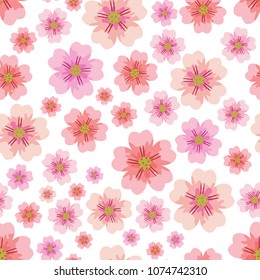 Cherry or Sakura flower seamless pattern element. Elegant texture for backgrounds. Seamless pattern with styled spring blossoms. flowering cherry, plum or sakura - seamless vector pattern