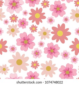 Cherry or Sakura flower seamless pattern element. Elegant texture for backgrounds. Seamless pattern with styled spring blossoms. flowering cherry, plum or sakura - seamless vector pattern