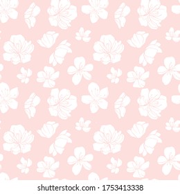 Cherry Sakura flowers seamless pattern background.