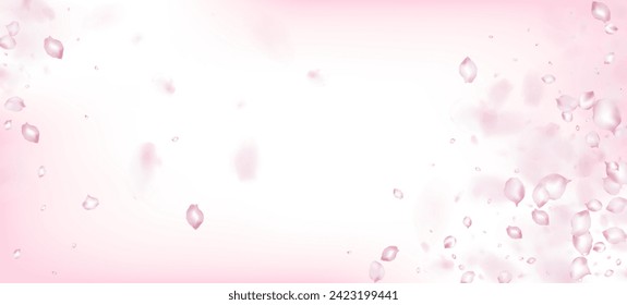 Cherry Sakura Petals Confetti. Beautiful Rich VIP Magic Pattern. Windy Leaves Confetti Frame. Falling Japanese Sakura Rose Cherry Petals Border. Blooming Cosmetics Ad Female Floral Background.