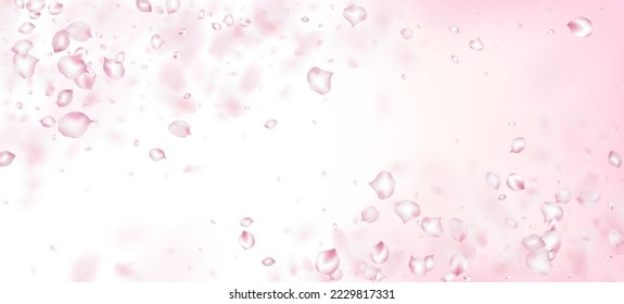 Cherry Sakura Petals Confetti. Cosméticos Florecientes Y Fondo Floral Femenino. Afiche japonés de la caída de los pétalos de cerezo de rosa Sakura. Windy Deja La Frontera Confetti. Hermosa Textura Pastel Premium.